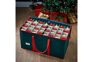 Home Treats Christmas Bauble Storage Box | Large 128 Bauble Box | Holiday Decoration Holder (Green)