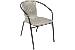 THE SECRET HOME - Silla de Jardín - Asiento en Metal y Polietileno/Tela para Exteriores - Ideal para Jardín, Balcón o Terraza - Varios Modelos (1, Modelo 4 - Gris)