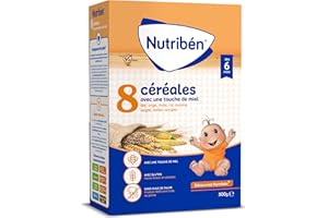 Nutribén 8 Céréales et Miel à partir de 6 mois, 300 g | Bouillie de céréales petit déjeuner bebe | Bouillie pour bebe | Sans huile de palme