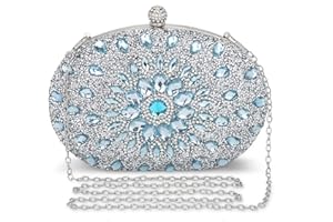UBORSE Clutch Blau Desigual Tasche Kleine Glitzer Diamant Handtasche Blau Umhängetasche Ketten Schultertasche Damen Abendtasche für Hochzeit Party Disko