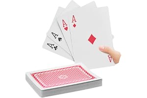 Relaxdays 10023627 Jumbo pokerkort, 54 kort, vattentäta XXL-plastspelkort, rolig present eller dekoration, 18 x 13 cm, färggl