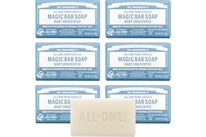 DR. BRONNER'S Dr. Bronner 's Pure-Castile Bar Jabón – Bebé sin perfume, 5 oz (Paquete de 6)