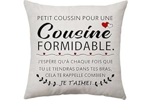 Aconesong Cadeau de Cousine pour Femme, Cadeau de Cousine à Cousin, Housse de Coussin Décoration 18x18, Cadeau de Rappel pour Cousine, Idée Cadeau d'anniversaire de Cousine, Cadeau de Noël (Cousine)