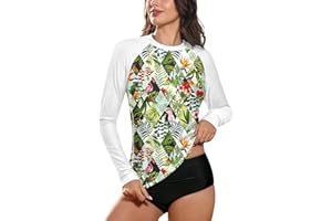 BesserBay Damen Surf Shirt UPF 50+ Rundhals Langarm Sonnenschutz Rash Guard S-XXL