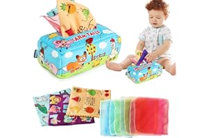 MLRYH Jouet Bébé Boîte à Mouchoirs Jouet Montessori Jouets Sensoriels Tissu de Couleur Enfants Éducatif Préscolaire Apprentissage Jouet pour Tout-Petits de 6 à 36 Mois.