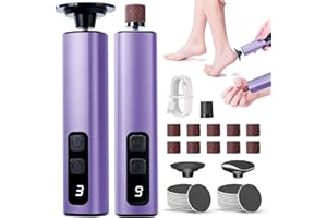 VAYALT Pedicure Elettrico Professionale Piedi, 2 in 1 Levigatore a 9 Velocità con Display LCD, Raspa Piedi per Pelle Dura, Screpolata e Morta, Set per Cura dei Piedi (Viola)