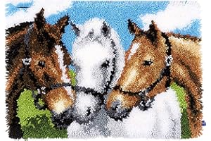 LGWG EIN Pferd Knüpfteppich Formteppich DIY Handarbeit Selbst Knüpfen Set Zum Selber Knüpfen Teppich Latch Hook Kit Child Rug,52x38cm/20x14in