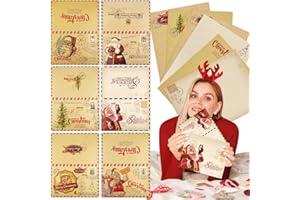 FUKPO 6 Pièces Carte Noel avec 6 Pièces Enveloppe, Enveloppe Cadeau Cartes de Voeux Noel, Christmas Cards Joyeux Enveloppes Postale Noël Pere Sapin