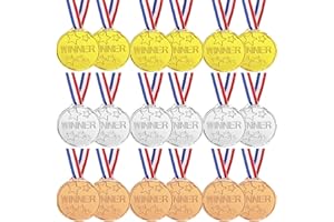 LEFEIRR Lot de 18 Médailles Enfants, Plastique Medaille avec Rubans Medaille Recompense pour Compétitions de Jeux ou Les Mini Jeux Olympique Sport Day