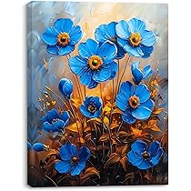 Quadro Su Tela Fiori Blu 40x30cm - Decorazione Murale Moderna - Foto 12