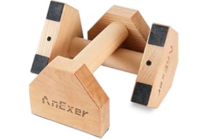 ‎ANEXER AnExer Liegestützgriffe Holz Parallettes Handstand Griffe für Calisthenics, Rutschfeste Push up Bars Joint-Friendly Push Up Griffe, Calisthenics Griffe for Festigkeit Ausbildung Yoga