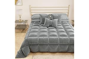PETTI Artigiani Italiani - Trapunta in Morbido e Caldo Velluto 350 g/m², Piumone Piazza e Mezza, Double Face, Trapunta Piazza e Mezza: 220x260 cm, Grigio, 100% Made in Italy