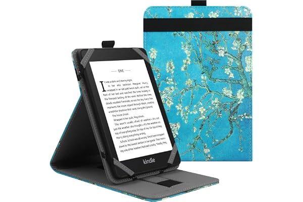 VOVIPO Coque de Protection Universel pour Kindle Paperwhite Kobo Liseuse 6 Pouces, étui Folio Compatible avec la liseuse Sony/Kobo/Tolino/Pocketbook/Kindle 6",avec Support Multi Angles-AF