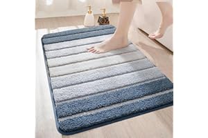 YOOTUKL Bath Mat, Ultra Soft and Water Absorbent Bath Rug Non-Slip Doormats Machine Washable Bathroom Rug for Floor, Bathroom, Tub and Shower (Blue, 50X80)