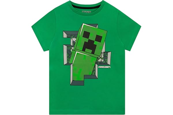 Minecraft T-Shirt Streetwear pour garçons Options| Tee-Shirt Graphique de Dessin animé | Haut décontracté à Manches Courtes et col Rond | Vêtements sur Le thème du Jeu pour Enfants