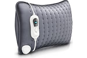 sinnlein Elektryczna poduszka grzewcza z wypełnieniem 100 W, na plecy, ramiona, kark, brzuch, 3 poziomy temperatury i automatyczne wyłączanie (kolor szary)