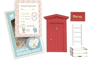 Silu- Puerta Ratoncito Perez para Pared, con Caja para el Diente de Leche y Certificado de Recogida, Fabricado en Madera y Pintado a Mano, fácil Montaje (Rojo)