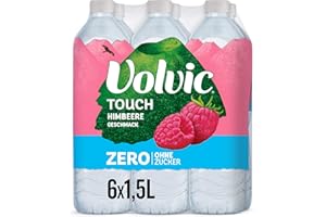 Volvic Touch Zero Himbeergeschmack – Erfrischungsgetränk aus natürlichem Mineralwasser Volvic mit Himbeergeschmack – Ganz ohne Zucker, künstliche Süßstoffe und ohne Konservierungsstoffe – 6 x 1,5 l