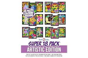 STUFF2COLOR Paquete de 18 pósteres para colorear de terciopelo mullido (edición artística), ideal para tiempo en familia, artes y manualidades, viajes, aulas, instalaciones de cuidado, para todas las edades