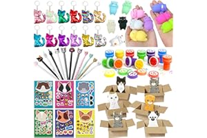 Moltby Bomboniere Gatti per Bambini - 72 Pezzi Articoli per Feste di Compleanno a Tema Gatti, Regali a Tema Gatti per Ragazze, Portachiavi Gatti Note Adesive Penne Gatti per Amanti dei Gatti