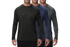 BOOJO 3er Pack Langarmshirt Herren UPF50+UV Schnelltrocknend Longsleeve Atmungsaktiv Sport Funktionsshirt Gym Langarm Laufshirt für Männer