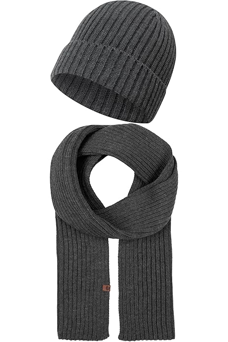 Yoolhamy thermische Herenmuts, sjaal en handschoenenset, winter 3-in-1 touchscreen wanten handschoenen