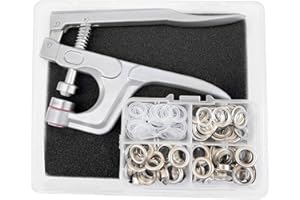 RERI 10mm Ösenzange Ösen Set mit Werkzeug Silber Grommet Werbung Ösen Set mit Tüllen Einstellwerkzeug für Stoffe, Segeltücher, Planen, Markisen, Zelte, Banner und Außenwerbung