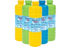 KREATIVEKRAFT Seifenblasen Nachfüllflasche 1L - 5L Multipack Seifenblasen Flüssigkeit für Kinder Spielzeug, Seifenblasenflüssigkeit für Maschine Pistole Riesenseifenblasen Set Bubble Machine (5er Set)