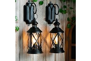 TRIROCKS Set med 2 batteridrivna hängande lykta för utomhusbruk 26 cm hög dekorativ vägglampa lampetter LED Edison bord lampor med krok för heminredning, bröllopsfester inomhus utomhus