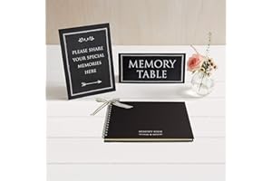 ANGEL & DOVE Luxury Black A5 Memory Book & 2 Signs Set - Funeral Condolence Book, Memorial, Celebration of Life