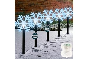 GloBrite 5 Pack Snowflake Garden Christmas Lights – LED Outdoor Christmas Decorations, Battery Powered 39cm Stakes - IP44 Waterproof Decorations & Ornaments for Garden & Pathways