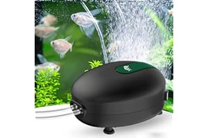 AQQA Pompa powietrza do akwarium, regulowana pompa tlenowa do akwarium, super cicha pompa powietrza z zaworem zwrotnym, pompa tlenowa < 30 dB