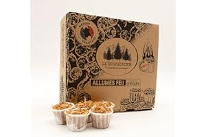 LE BOUSCATIER 100/120u Allume-feu Premium en sciure et Cire végétale dans Une Capsule en Papier 100% Naturel pour Feux de Camp, Barbecue, Grill, cheminée poêle à Bois et Allume-Charbon, Combustion de 10 à 15mins
