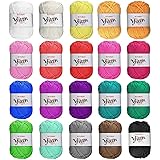 Wolle Set (20 x 25g), Wolle zum Stricken, Strickwolle Baumwolle, Handstrickgarn Baumwollgarn Set, Acryl Wolle für Häkeln und 