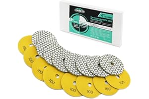 Diamante Almohadilla de Pulido LEKOMESH - 8 piezas 100MM #100 Almohadilla de Pulido en Seco de Diamante para Granito Mármol Piedra Artificial Cuarzo,Disco de Pulido de Piamante