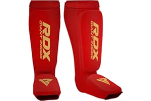 RDX Espinilleras Kick Boxing Muay Thai, Aprobado por SATRA, Espinilla Empeine Protección Pads, MMA Shin Pierna Guardia para Sparring Boxeo BJJ Kárate Entrenamiento, Hombre Mujere (Negro, L)