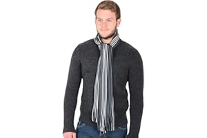 Aidan Lewis Mens Classic Knitted Stripe Design Neck Scarf Gents Winter Fashion Accessory