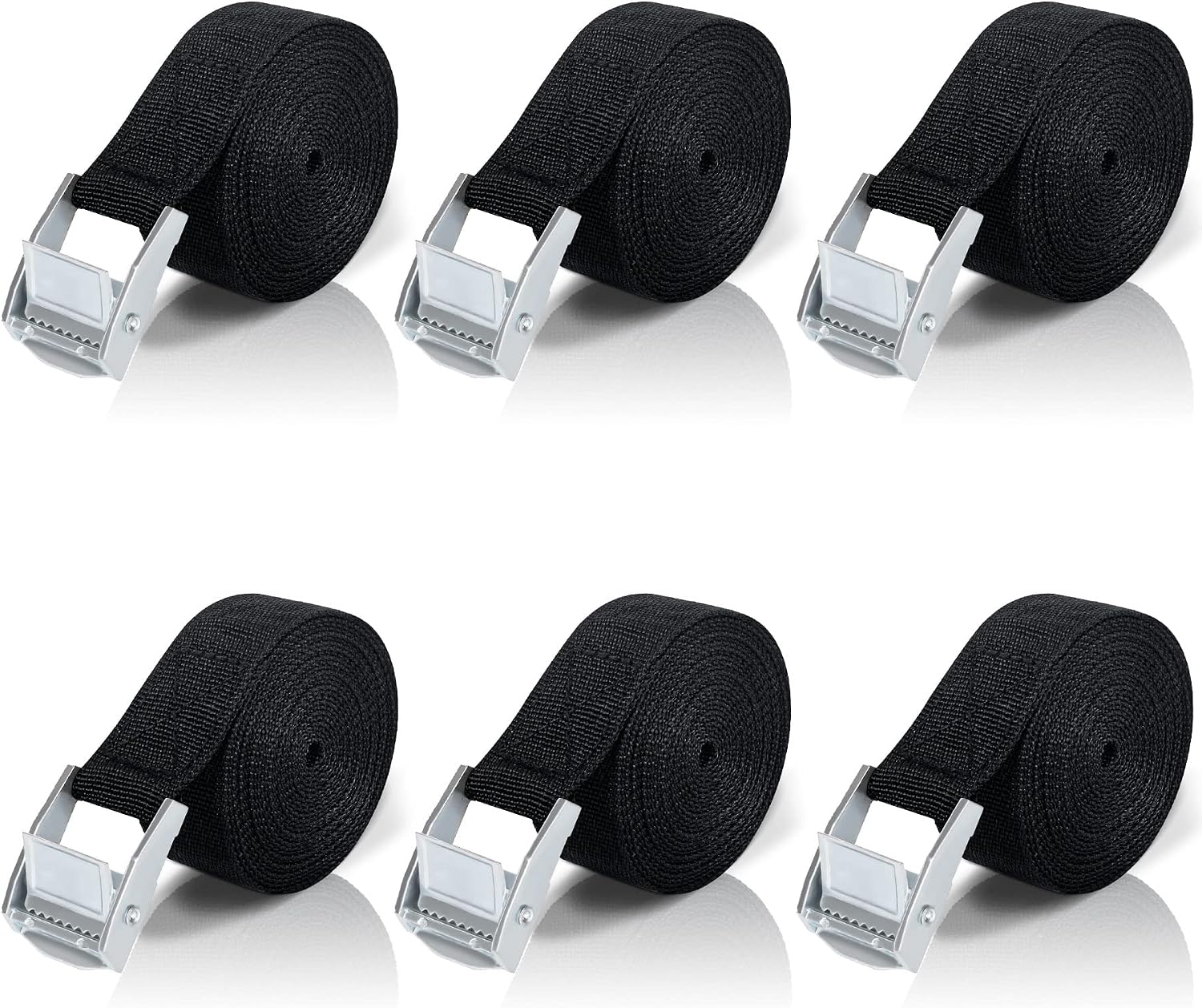 Correa de Amarre 2M, 6 Piezas Cinchas de Amarre con Correas Tensoras de Presión, Cinturón Tensor de Carraca con Hebilla para Portaequipajes de Coche, Portabicicletas, Surf, Kayak, Motocicletas