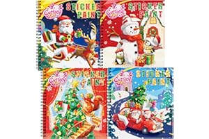 CUTTEEYFYRY 4pcs Weihnachten Stickerbuch FüR Kinder ab 4-8 Jahre,Stickern Nach Zahlen mit Geschichten,Kinder Stickerheft Zur Verbesserung Der Intelligenz,Flugzeug Beschäftigung Kinders Weihnachten Geschenke