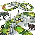 Nuheby Pista Macchinine Dinosauro Giochi Bambini 3 4 5 6 7 Anni Giocattolo Auto Pista Flessibile con Blocchi Traccia,Pista Ma