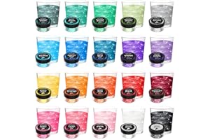 H OMEART Edible Glitter - 20 Colours Food Grade Luster Dust, Vegan, Edible Glitter for Drinks, Cocktails, Sparkling Food Colouring Powder for Cake Decorations, Chocolate, Fondant, Cupcakes - 2g/Jars