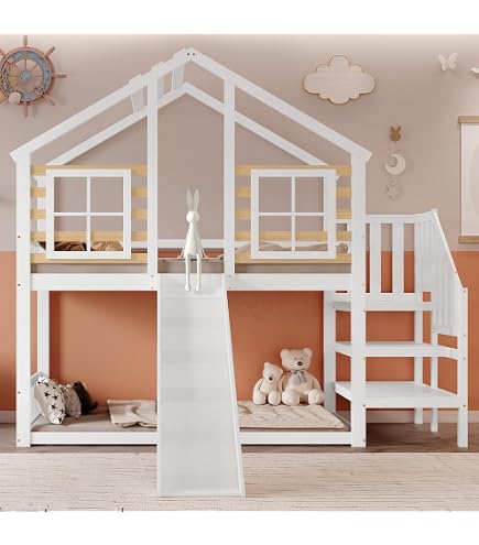 Lit Superposé Enfant Mezzanine Avec Toboggan - 90x200 Cm, Structure Métal, Noir, Sans Matelas - 7