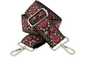 ‎BENAVA BENAVA Verstellbarer Schulterriemen für Taschen 75-135 cm | Taschengurt Rot Breit 50mm | Farbe Karabiner Silber | Taschengurte zum Wechseln | Schultergurt für Taschen