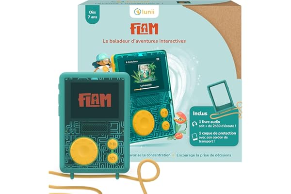 Lunii - Pack baladeur Audio FLAM + Coque antichocs de Protection Officielle Verte + 2h45 d'histoires à Jouer incluses à télécharger,Dès 7 Ans - Fabriquée en France