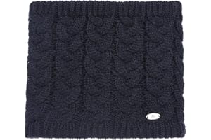 AnJuHoPa Snood hiver femmes câble tricot écharpe tricoté cache-cou thermique doublé polaire style classique Taille unique Bleu foncé