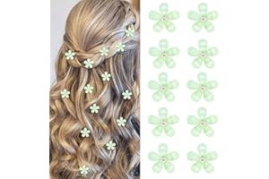 Mezrkuwr 10 mini fermagli per capelli verdi con strass, graziosi fermagli per capelli, forcine decorative, fermagli per capelli da sposa, accessori per capelli floreali
