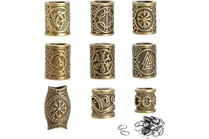 9 st viking hårpärlor set, flätor dreadlocks smycken, skäggpärlor män