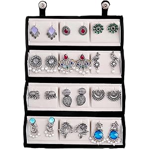 FUBS Oxidized Designer Stud Earrings Set of 12 with Folding Jewelry Box | Traditional & Modern Earring Set for Women & Girls