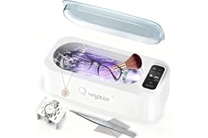 QWYZOR Ultraschallreinigungsgerät, 55000 Hz UV Brillenreinigungsgerät mit LED-Anzeige, 350ml Ultraschallreiniger, 4 Modi Ultrasonic Cleaner für Schmuck, Brillen, Ringen, Zahnspangen, Uhren und Rasierköpfe