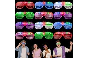 SCIONE 12 Pack Shutter LED Glass, Light Up Toys with Multi Colors&3 Light Modes, Glow in the Dark Party Supplies, Glow Sticks Party Favors for Birthday, Christmas, Halloween and Neon Party Decorations